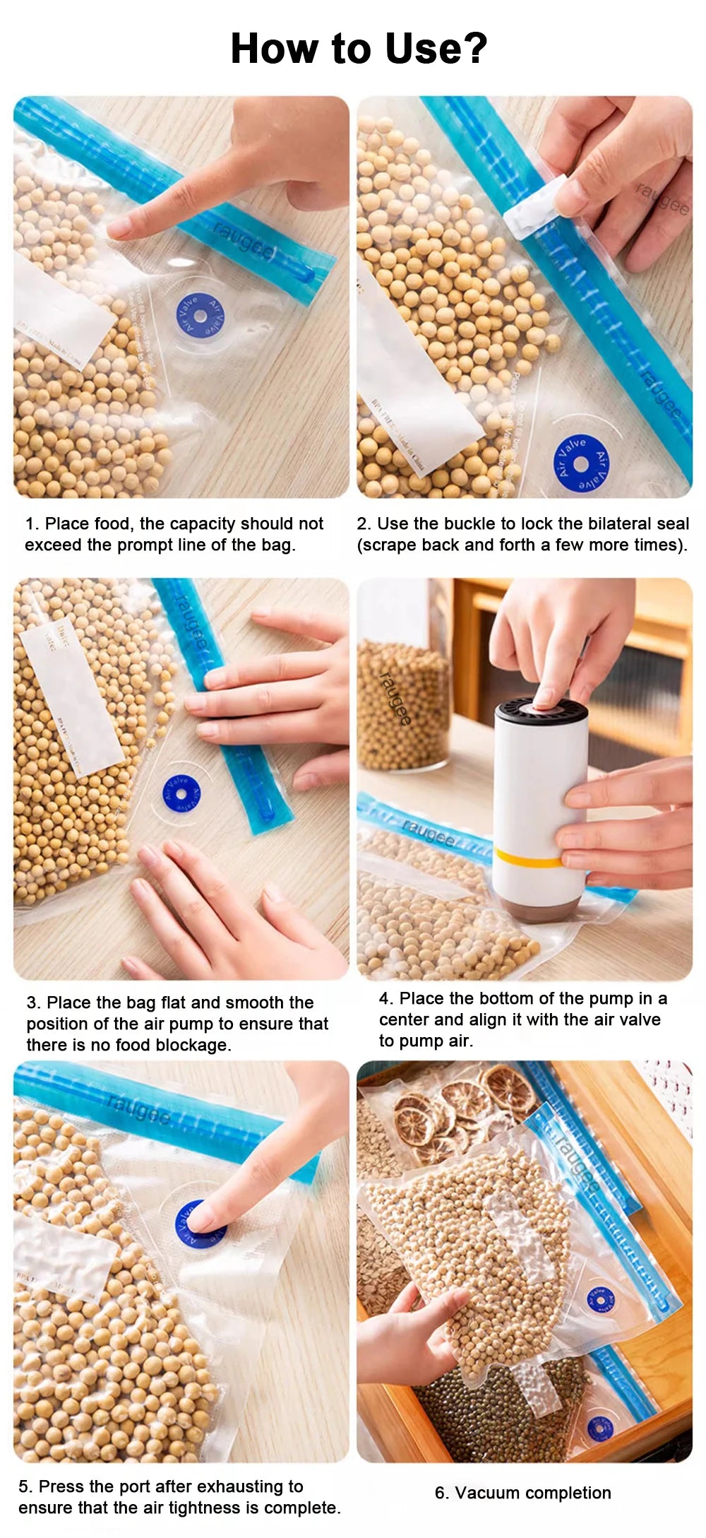 Vacuum Sealer Bags Vacuum Packaging Bag Food Reusable Vacuum Food Fresh Storage Bag BPA Free Vacuum Zipper Bags 10Pcs 30Pcs