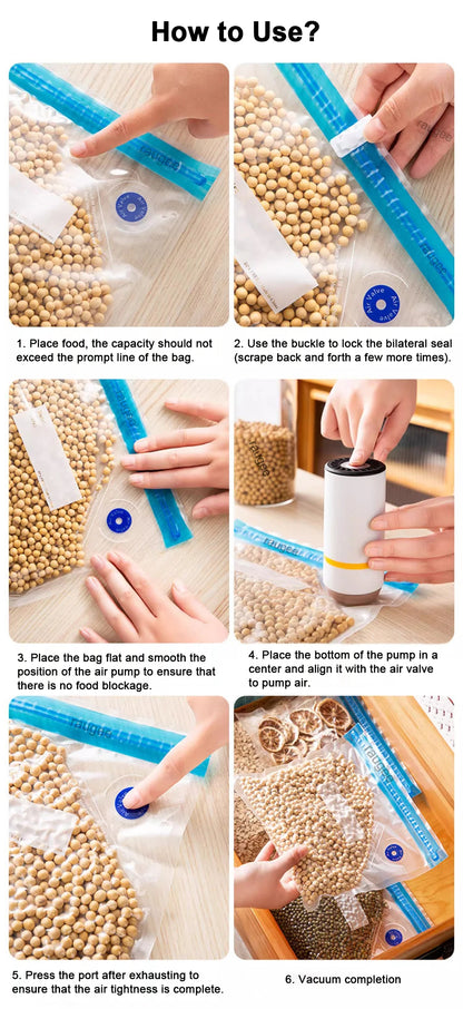 Vacuum Sealer Bags Vacuum Packaging Bag Food Reusable Vacuum Food Fresh Storage Bag BPA Free Vacuum Zipper Bags 10Pcs 30Pcs