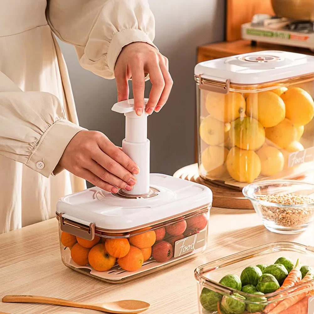 Vacuum storage box sealed grain tank household fresh-keeping box refrigerator drainable food storage container Kitchen Organizer
