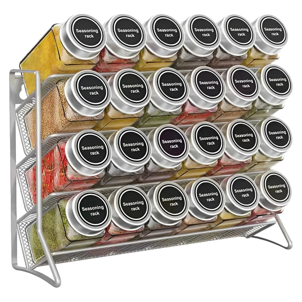 Kitchen Spice Rack 4 Tier Spice Organizer Carbon Steel Wall Shelf without Spice Jars for Cabinet Kitchen Pantry Organizer Shelf