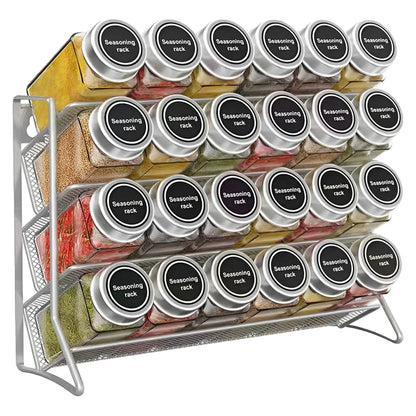 Kitchen Spice Rack 4 Tier Spice Organizer Carbon Steel Wall Shelf without Spice Jars for Cabinet Kitchen Pantry Organizer Shelf
