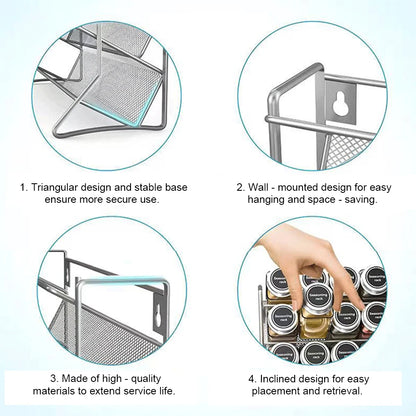 Kitchen Spice Rack 4 Tier Spice Organizer Carbon Steel Wall Shelf without Spice Jars for Cabinet Kitchen Pantry Organizer Shelf