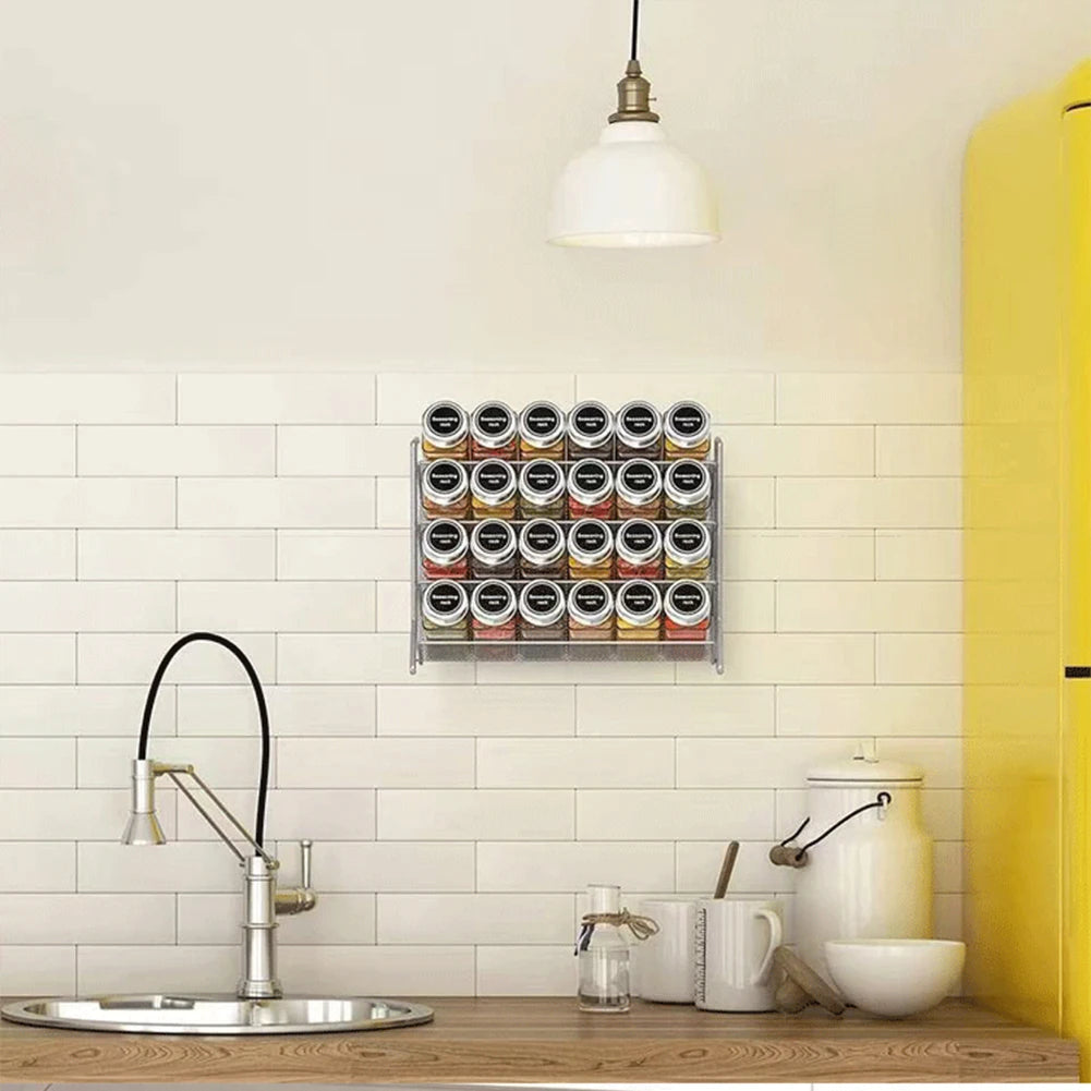 Kitchen Spice Rack 4 Tier Spice Organizer Carbon Steel Wall Shelf without Spice Jars for Cabinet Kitchen Pantry Organizer Shelf