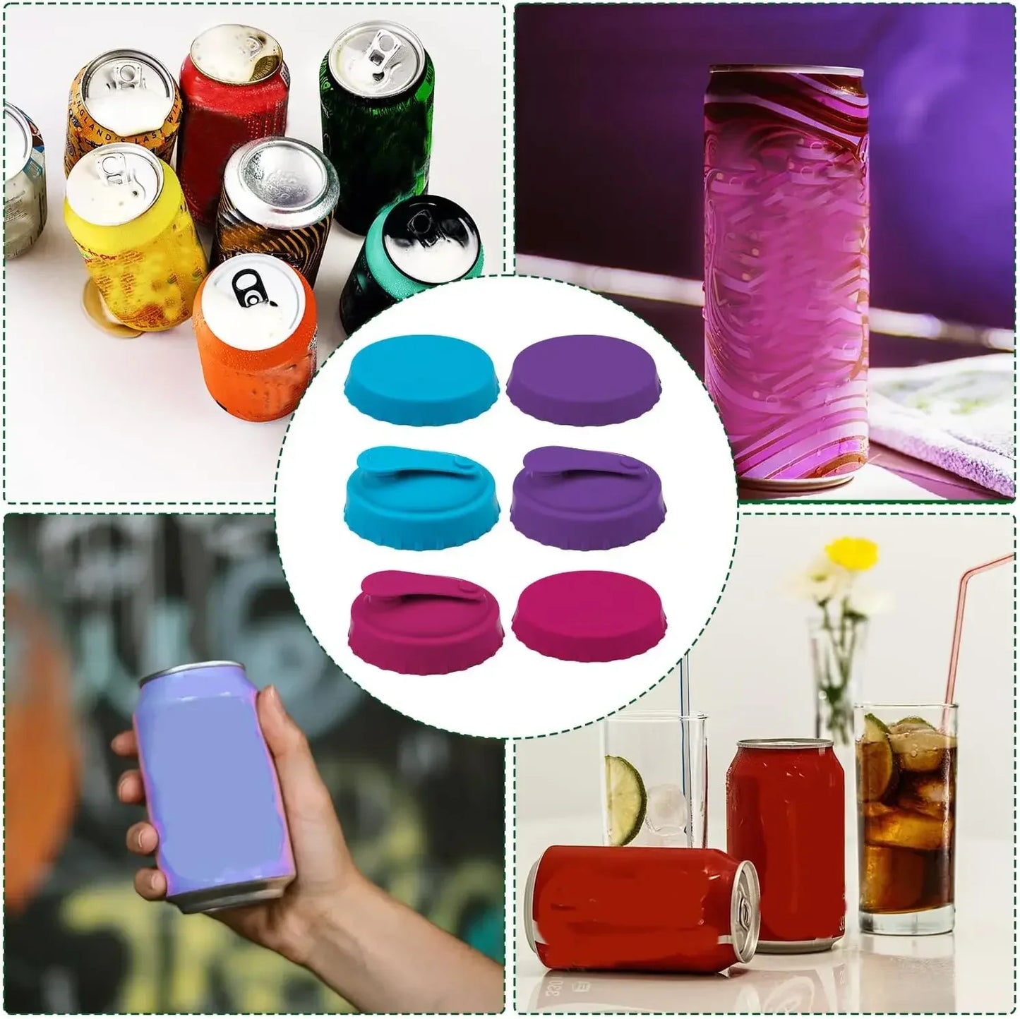 Silicone Reusable Can Soda Lids Beverage Pop-top Protective Covers Food Grade Storage Stopper Sealing Bottle Jar Cap Leak-proof