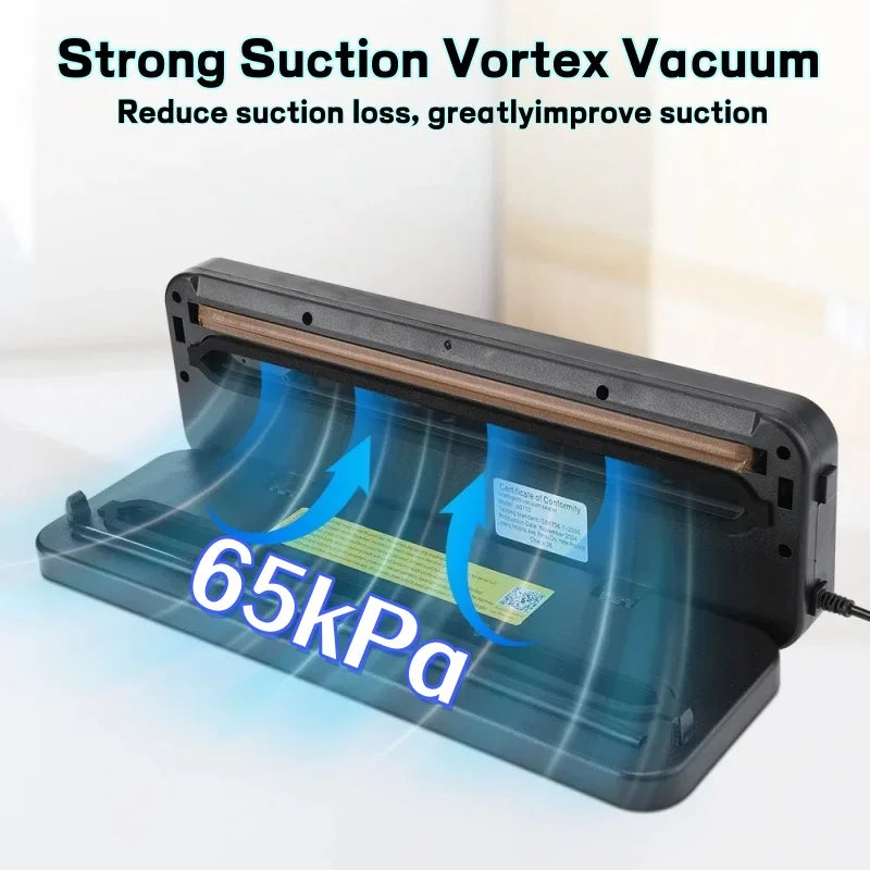 Electric Vacuum Sealer Built-in Cutter Kitchen Food Storage Seal Touch Button Dry/Wet Food Package Sealer Kitchen Vacuum Sealer