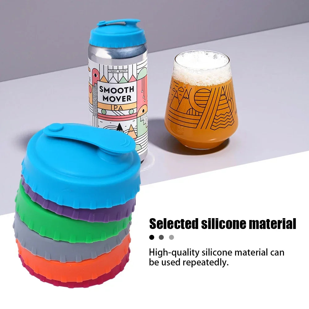 Silicone Reusable Can Soda Lids Beverage Pop-top Protective Covers Food Grade Storage Stopper Sealing Bottle Jar Cap Leak-proof