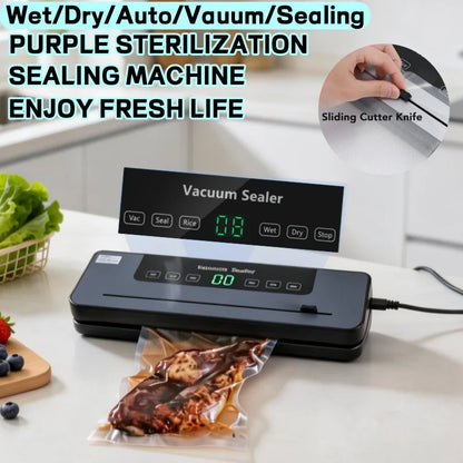 Electric Vacuum Sealer Built-in Cutter Kitchen Food Storage Seal Touch Button Dry/Wet Food Package Sealer Kitchen Vacuum Sealer