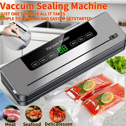 Electric Vacuum Sealer Packaging Kitchen Food Sealing Dry/Wet Food Sealing Smart Touch Key Built-in Cutter Vacuum Sealer