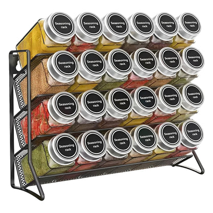 Kitchen Spice Rack 4 Tier Spice Organizer Carbon Steel Wall Shelf without Spice Jars for Cabinet Kitchen Pantry Organizer Shelf