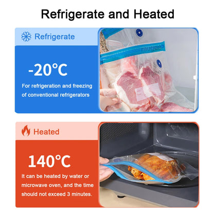 Vacuum Sealer Bags Vacuum Packaging Bag Food Reusable Vacuum Food Fresh Storage Bag BPA Free Vacuum Zipper Bags 10Pcs 30Pcs