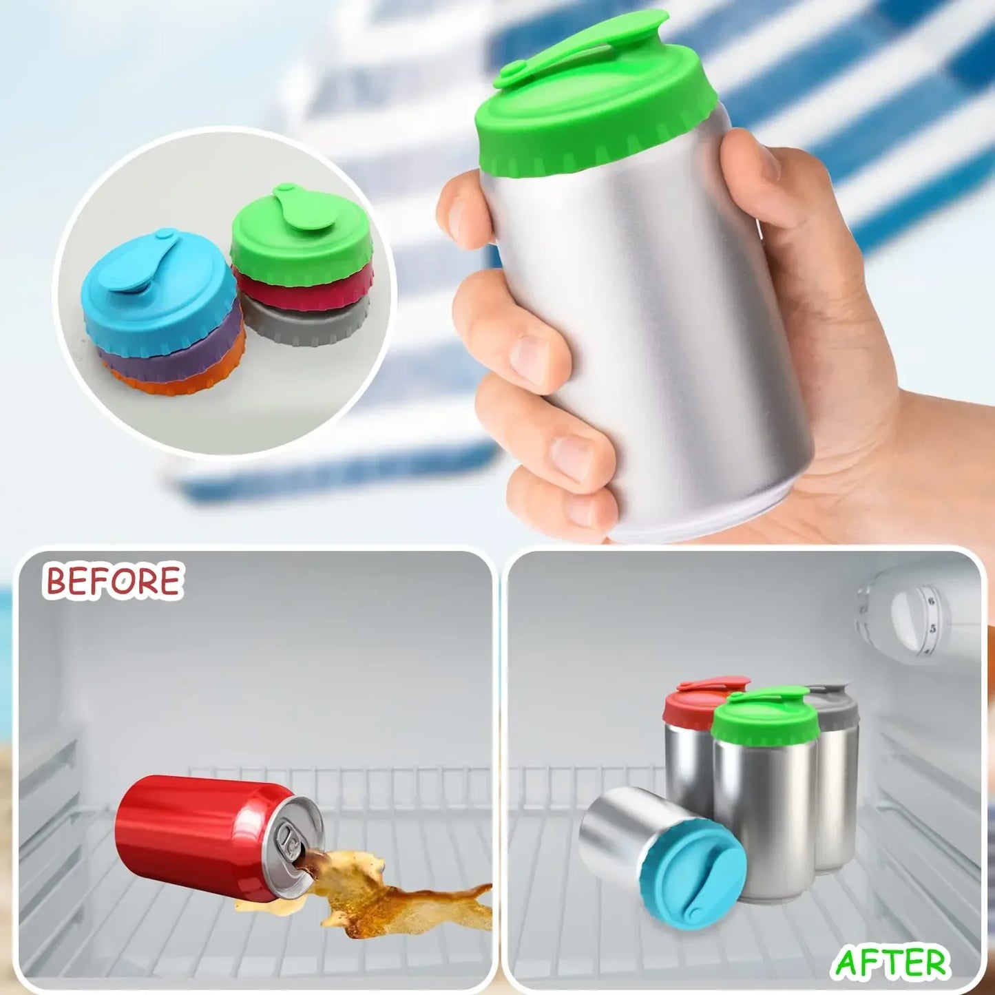 Silicone Reusable Can Soda Lids Beverage Pop-top Protective Covers Food Grade Storage Stopper Sealing Bottle Jar Cap Leak-proof
