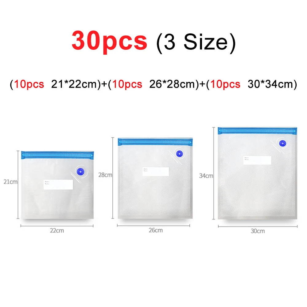 Vacuum Sealer Bags Vacuum Packaging Bag Food Reusable Vacuum Food Fresh Storage Bag BPA Free Vacuum Zipper Bags 10Pcs 30Pcs