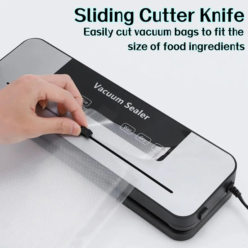 Electric Vacuum Sealer Built-in Cutter Kitchen Food Storage Seal Touch Button Dry/Wet Food Package Sealer Kitchen Vacuum Sealer