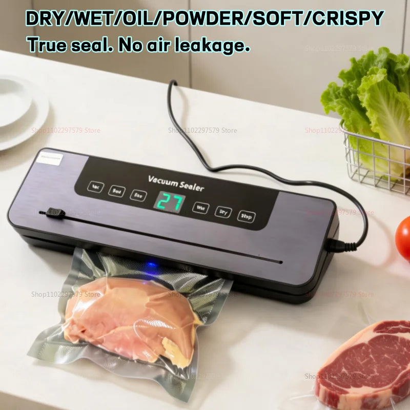 Electric Vacuum Sealer Built-in Cutter Kitchen Food Storage Seal Touch Button Dry/Wet Food Package Sealer Kitchen Vacuum Sealer