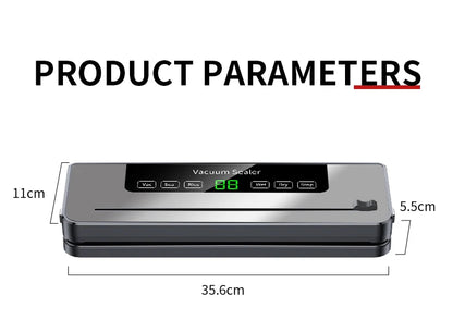 Electric Vacuum Sealer Packaging Kitchen Food Sealing Dry/Wet Food Sealing Smart Touch Key Built-in Cutter Vacuum Sealer